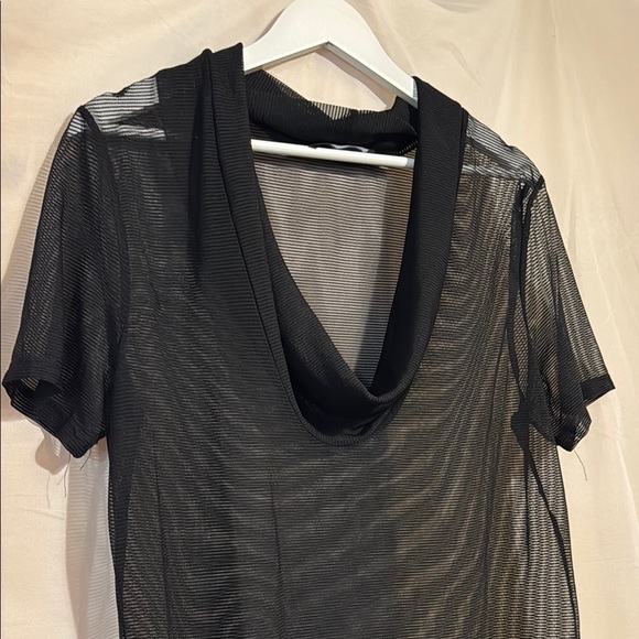 Black Sheer Blouse with Cowl Neck - Picture 2 of 3